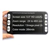 Loupe vidéo numérique, aide à la lecture portable avec écran 5,0", zoom 2X-48x, 26 modes de couleur, poignée pliable, idéale pour les basses visions et la dégénérescence maculaire