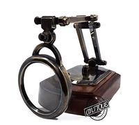 Loupe vintage pour dessus de table/bureau avec support réglable en bois