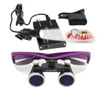 Loupes Binoculaires Dentaires, Grossissement 2,5X/3,5X, Distance De Travail 420 Mm, Lunettes De Sécurité, Loupe Chirurgicale Dentaire, Avec Lampe Frontale Sans Fil 5 W Et Filtre,Purple-3.5X