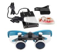 Loupes Binoculaires Dentaires, Grossissement 2,5X/3,5X, Distance De Travail 420 Mm, Lunettes De Sécurité, Loupe Chirurgicale Dentaire, Avec Lampe Frontale Sans Fil 5 W Et Filtre,Blue-3.5X