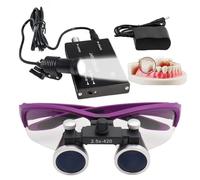Loupes Binoculaires Dentaires, Grossissement 2,5X/3,5X, Distance De Travail 420 Mm, Lunettes De Sécurité, Loupe Chirurgicale Dentaire, Avec Lampe Frontale Sans Fil 5 W Et Filtre,Purple-2.5X