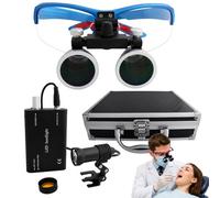 Loupes Binoculaires Ergonomiques Professionnelles (Grossissement 2,5x/3,5x) - Lunettes Loupes Frontales Avec Lampe LED 5W, Distance Interpupillaire Réglable Et Mallette En Aluminium(Blue,3.5X)