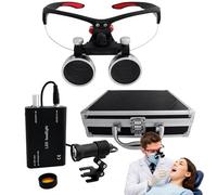 Loupes Binoculaires Ergonomiques Professionnelles (Grossissement 2,5x/3,5x) - Lunettes Loupes Frontales Avec Lampe LED 5W, Distance Interpupillaire Réglable Et Mallette En Aluminium(Noir,2.5X)