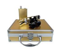 Loupes Chirurgicales Dentaires 2.5X/3.5X 420mm, Loupe Binoculaire avec Verre Optique, Design Ergonomique, Vision Claire, Boîte en Aluminium(Gold,2.5x)