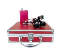 Loupes Chirurgicales Dentaires 2.5X/3.5X 420mm, Loupe Binoculaire avec Verre Optique, Design Ergonomique, Vision Claire, Boîte en Aluminium(Red,2.5x)