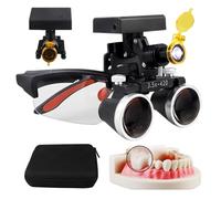 Loupes Dentaires 2,5X/3,5X Pour Laboratoire Dentaire, Loupes Binoculaires Dentaires Avec Lampe Frontale Led 5 W, Distance De Travail : 320-420 Mm, Luminosité RéGlable Sur 4 Niveaux,Black-3.5X
