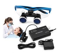 Loupes Dentaires Avec Éclairage - Loupe Binoculaire 2,5x/3,5x - Lunettes De Précision Ultra-légères Montées Sur Tête Avec Filtre - Monture À Angle Réglable - Étui De Rangement Portable(Blue,3.5X)