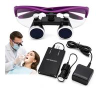 Loupes Dentaires Avec Éclairage - Loupe Binoculaire 2,5x/3,5x - Lunettes De Précision Ultra-légères Montées Sur Tête Avec Filtre - Monture À Angle Réglable - Étui De Rangement Portable(Purple,2.5X)