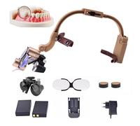 Loupes Dentaires, Loupes Binoculaires Chirurgicales Dentaires, Lampe Frontale Sans Fil 5 W, Loupe MéDicale, Dental Magnifier, Distance De Travail : 320 Mm-420 Mm,Gold-3.5X