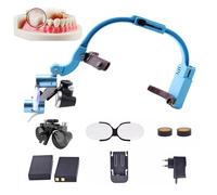 Loupes Dentaires, Loupes Binoculaires Chirurgicales Dentaires, Lampe Frontale Sans Fil 5 W, Loupe MéDicale, Dental Magnifier, Distance De Travail : 320 Mm-420 Mm,Blue-2.5X