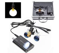 Loupes Jumelles chirurgicales 3,5 x 420 mm en Verre Optique avec Lampe Frontale 5W LED + boîte en Aluminium (Noir)