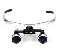 Loupes Jumelles Chirurgicales Verre Optique, 2,5X / 3,5X Loupe Frontale Avec Eclairage, Loupes Binoculaires Chirurgicales Pour Dentiste, Loupe Tête Lunettes (320-420 Mm)(Size:3.5X,Color:Silver)