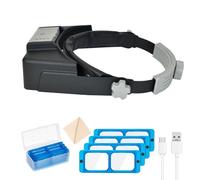 Loupes serre-tête réglables avec éclairage LED Grossissement Casques ABS pour travaux détaillés et réparation électronique