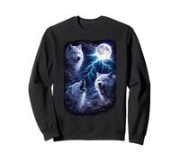 Loups Blancs sous la Pleine Lune Vintage Fantasy Lightning Sweatshirt