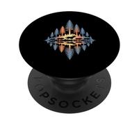 Loups chassant Elk Lake Reflection on Lake PopSockets PopGrip Adhésif