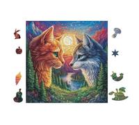 Loups dans la forêt au Clair de Lune 100 Pieces Casse-tête Expert Confirmé en Voitureton Épais Rigide Très Difficile Niveau Expert Motif Complexe Cadeau Anniversaire Premium 28x28cm