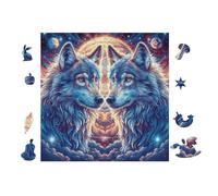 Loups dans la forêt de Montagne at Moonlight 100 Pièces Puzzle Débutant en Voitureton Anti-Déchirure Facile Apprentissage Anti-Stress Passe-Temps Cadeau Fête des Mères Petit Prix 28x28cm