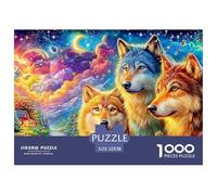 Loups dans la vallée Cosmique Vivante avec Cabine Puzzle De 1000 Pièces Loup Cool Parfait pour Hommes, Femmes, Personnes Âgées Et Seniors 52x38cm/1000pcs