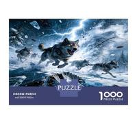 Loups dans tempête de Neige 1000 Pièces Coffret Puzzle Puissance Arctique Sauvage Puzzle Adultes Carton Recyclé - Défi Éducatif, Jeu À La Maison, Super Idée Cadeau pour Tous Les Fans 70x50cm/1000pcs