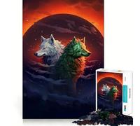 Loups et éclipse Puzzle de 1000 pièces pour Adolescents Stimulation Cognitive Jeu Amusant Emboîtement Parfait Pas de pièces Qui se détachent Une façon captivante de Passer Le Temps (50x75cm)