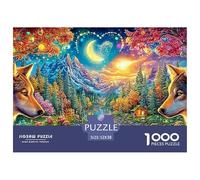 Loups Flank Moonlit River avec Vue sur la Montagne Puzzle De 1000 Pièces pour Adultes Et Enfants À Partir De 12 Ans Loup Cool Jeu De Défi Et De Jeu d'esprit 52x38cm/1000pcs