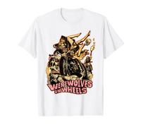 Loups-garous d'horreur Vintage sur Roues Biker T-Shirt Graphique avec Valeur, Homme, Blanc, M