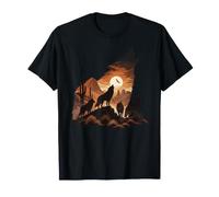 Loups hurlants du désert Canyon Pleine Lune Nuit T-Shirt