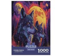 Loups in The Moonlight Puzzles 1000 Pièces Cadeau Unique Animaux Jeu Éduchatif Challenge Toy À De Qualité Supérieure Peinture Art pour Adultes Et Enfants À Partir De 12 Ans 70x50cm/1000pcs