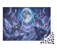 Loups Jumeaux cosmiquesPuzzle Classique 1000 Pièces Mont de la Lune pour Adultes Anti-Stress Activité Intérieure Cadeau d'anniversaire 52x38cm/1000pcs