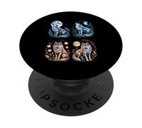 Loups mystiques, Lune hurlante, Faune Fantastique et Amusante PopSockets PopGrip Adhésif
