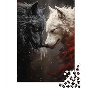 Loups Noirs Blancs Puzzle pour Adultes Puzzle 1000 Pièces Papier Style Forêt Concentration Détente Décoration Maison Cadeau 70x50cm/1000pcs