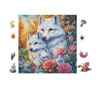 Loups with Roses 100 Pieces Casse-tête Collectionneur en Voitureton sans Déformation Très Difficile Motif Complexe Décoration Murale Cadeau Noël Premium 28x28cm