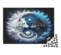 Loups Yin Yang Puzzle 1000 Pièces Educa Jouet Cadeau Unique De l'art De La Décoration intéressant Jeu Éducatif Challenge Toy Adultes & Enfants des 14 Ans 70x50cm/1000pcs