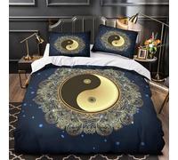 Loups YinYang Housse de Couette Imprimé en 3D Microfibre résistante Super Douce Mythe de la nature Parure de Lit Fermeture Éclair Ultra Douce Confortable for Adulte Enfants Filles Double（200x200cm）