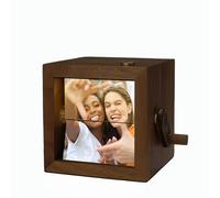 Lousrion Album photo à manivelle mécanique personnalisé avec cadre en bois pour couple, femme, homme, famille, Saint-Valentin, anniversaire, fête des mères