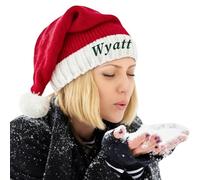 Lousrion Chapeaux de Père Noël personnalisés pour adultes, chapeau de Noël tricoté rouge personnalisé avec nom brodé pour homme et femme, cadeau de Nouvel An