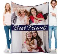 Lousrion Couverture en flanelle personnalisée avec texte en anglais « Best Friends » - Cadeau personnalisé pour meilleures sœurs - Noël ou anniversaire