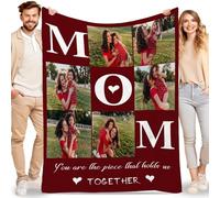 Lousrion Couverture personnalisable « Best Mom » pour femme, jeté photo personnalisé pour la fête des mères, un anniversaire, cadeaux commémoratifs de la part de sa fille et de son fils, couvertures
