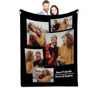 Lousrion Couverture personnalisée avec image et texte - Couverture photo personnalisée pour femme, mari, famille, amis - Idéal pour un anniversaire, la Saint-Valentin