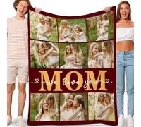Lousrion Couverture personnalisée « Best Mom Ever » - Cadeau de fête des mères et d'anniversaire pour maman de la part de sa fille - Couverture personnalisée avec images - Couverture personnalisée