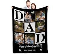 Lousrion Couverture personnalisée pour papa avec photos et texte - Cadeau personnalisé pour mari, papa, grand-père - Parfaite pour la fête des pères, un anniversaire