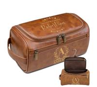 Lousrion Kit Dopp en cuir monogrammé pour homme, trousse de toilette personnalisée avec initiales, kit de voyage parfait pour mari, papa, petit ami, marron clair, One Size, Rétro