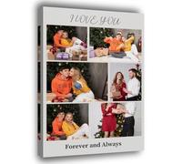 Lousrion Toile imprimée personnalisée avec six images et texte en option. Superbe décoration murale pour la maison, ce qui en fait une charmante idée de cadeau pour tout le monde