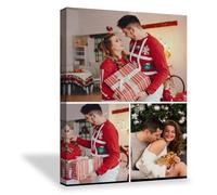 Lousrion Toile personnalisée avec 3 photos et texte personnalisé qui améliore l'intérieur de la maison et offre un cadeau unique pour les anniversaires, les mariages, les vacances ou les souvenirs