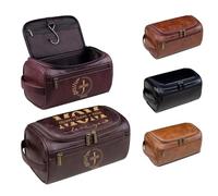 Lousrion Trousse de toilette personnalisée en cuir synthétique pour homme, kit de rasage de voyage personnalisé avec monogramme, cadeau idéal pour papa, garçon d'honneur, petit ami, mariage