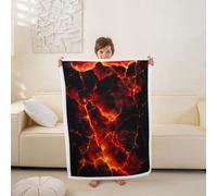 Loussiesd Couverture 130x150cm Orange Noir Couverture Polaire Flanelle Microfibre Lightning Plaid Jeté de Canapé Géométrique Personnalisé Art Modernee Abstrait pour Canapé ou Lit Luxe