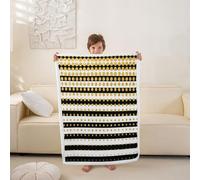 Loussiesd Couverture 130x150cm Rayures Couverture Polaire Flanelle Microfibre Dots Plaid Jeté de Canapé Noir Jaune Rose Personnalisé Art rayé Modernee pour Canapé ou Lit Luxe
