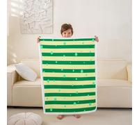 Loussiesd Couverture 130x150cm Rayures Plaid Couverture Polaire Dots Jeté de Canapé Vert et Jaune Flanelle en Microfibre Art rayé Modernee pour Canapé et Lit Luxe