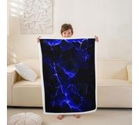 Loussiesd Couverture 150x200cm Bleu CorlNoir Couverture Polaire Flanelle Microfibre Lightning Plaid Jeté de Canapé Géométrique Personnalisé Art Modernee Abstrait pour Canapé ou Lit Luxe