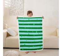 Loussiesd Couverture 220x240cm Rayures Couverture Polaire Flanelle Microfibre Dots Plaid Jeté de Canapé Vert Personnalisé Art rayé Modernee pour Canapé ou Lit Luxe